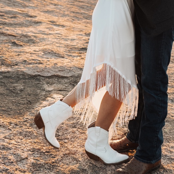 White Satin Beaded Fringe Midi Dress Asymmetrical - Picture 5 of 6